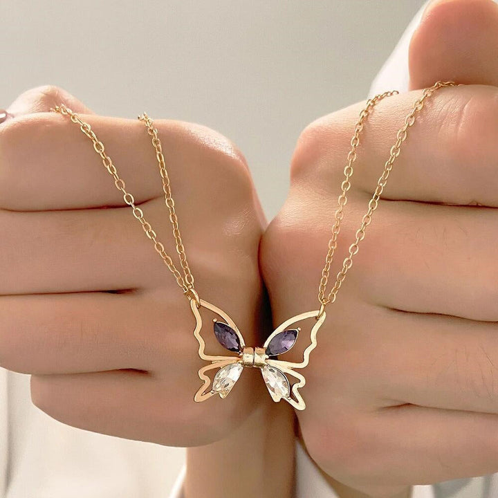Personalized Couple Necklace Magnetic Matching Butterfly Necklaces for Couples Valentine's Gift for Lover