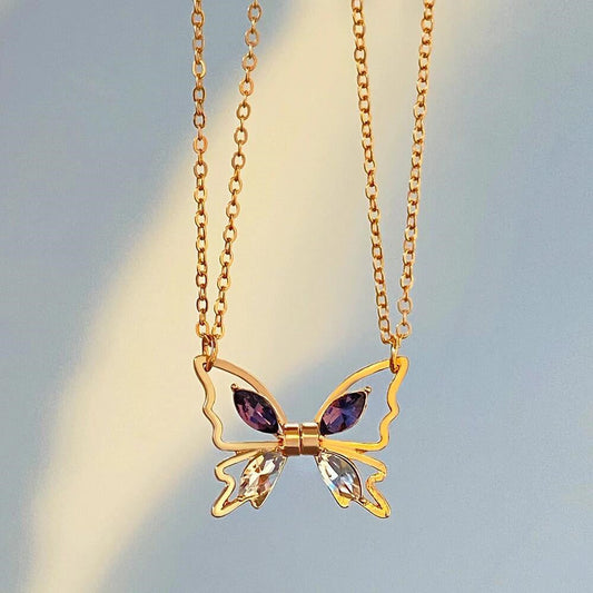 Personalized Couple Necklace Magnetic Matching Butterfly Necklaces for Couples Valentine's Gift for Lover