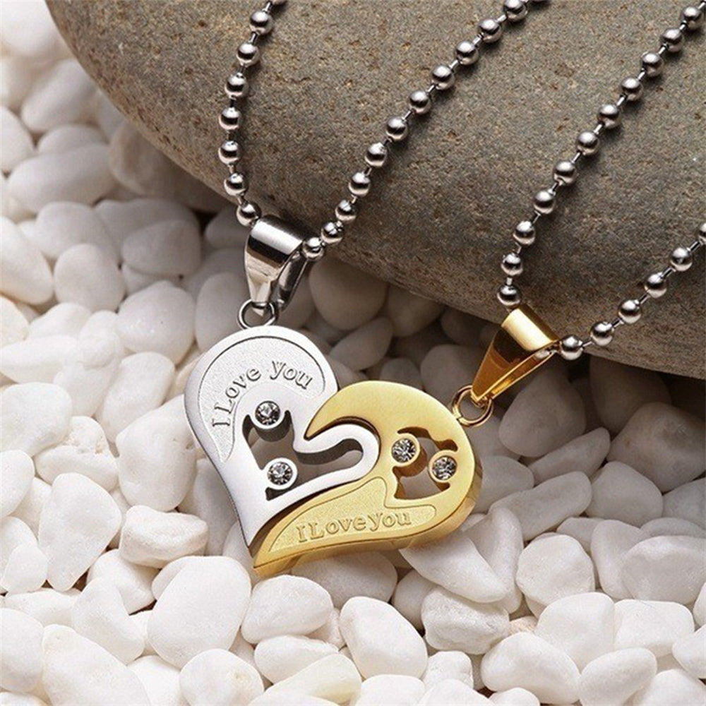 Personalized Couple Necklace Matching Cordate Necklaces for Couples Valentine's Gift for Lover