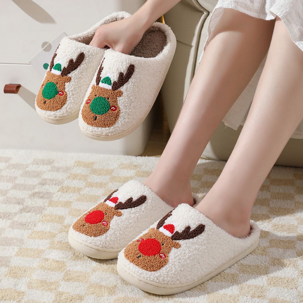 Christmas Slippers Cute Reindeer Comfortable Slippers
