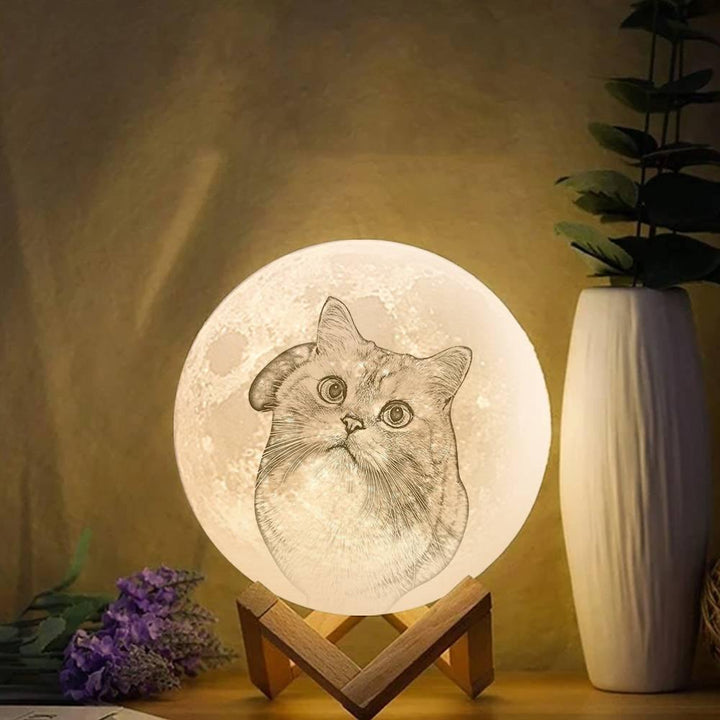 Photo Moon Lamp, Custom 3D Photo Light, Cute Pet - Remote Control Sixteen Colors 10-20cm