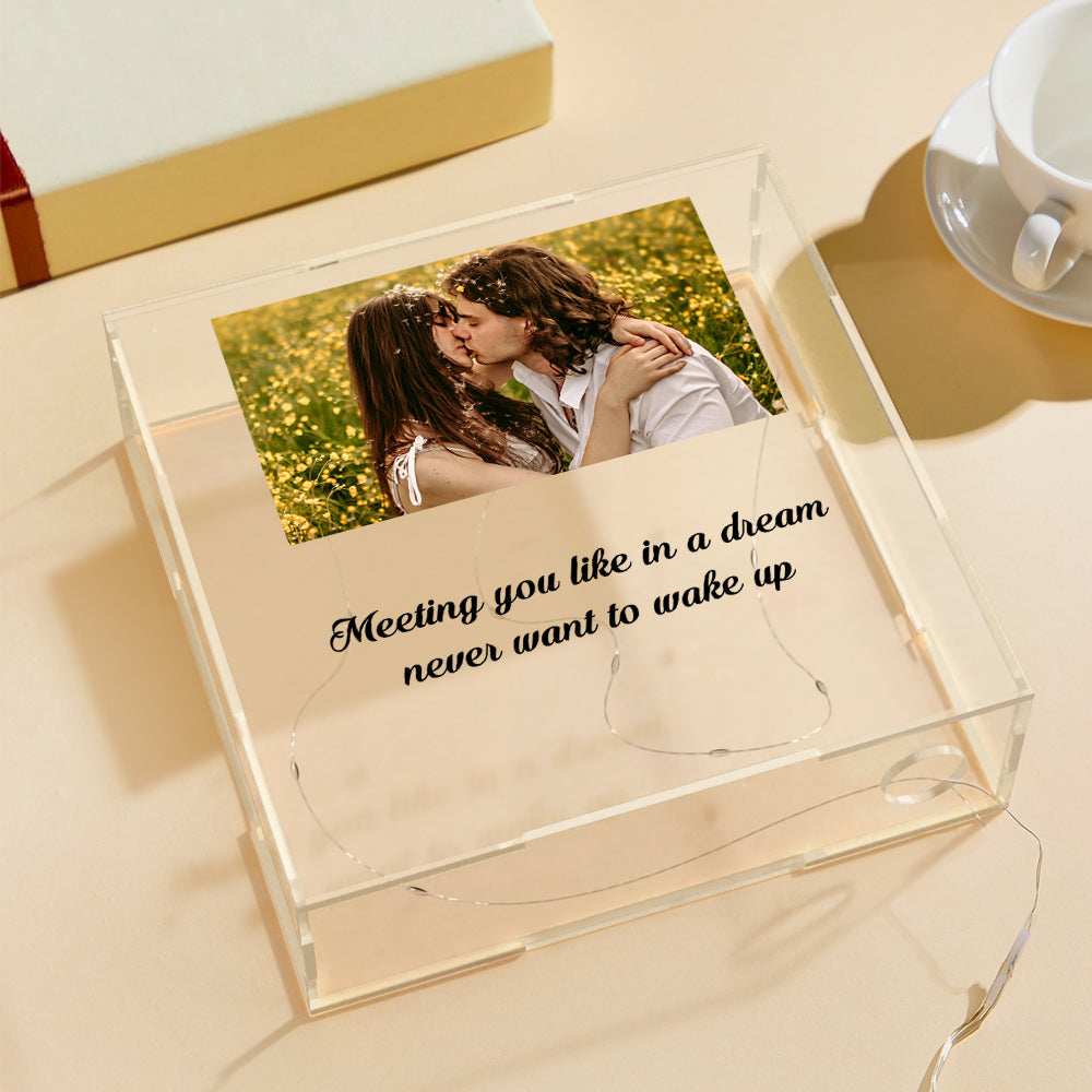 Personalized Photo Transparent Acrylic Decor Night Light Unique Lighted Block Lamp Gift for Girl