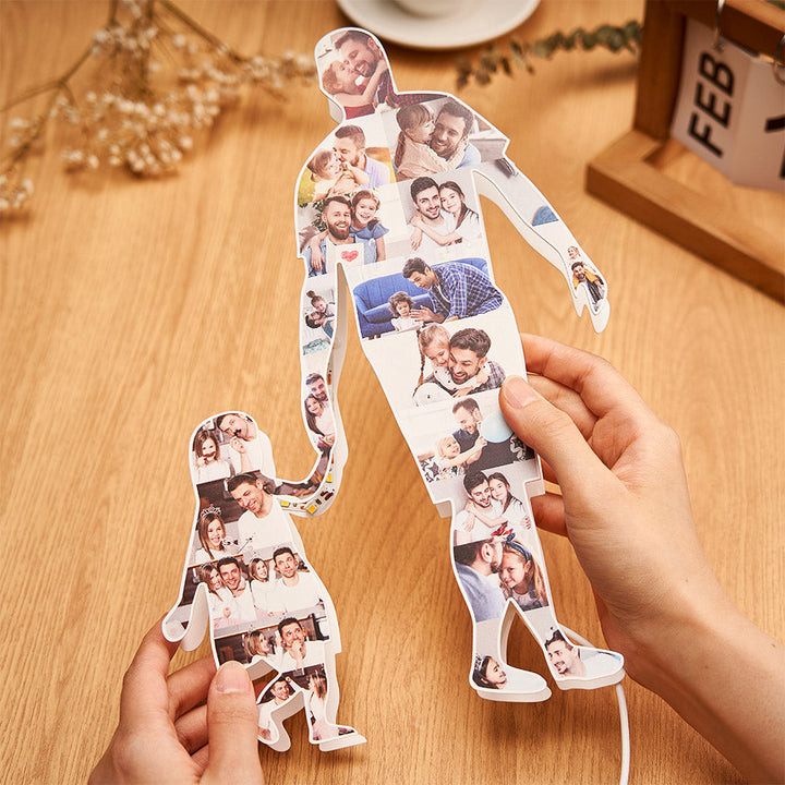 Personalized Photo Collage Night Light Custom Hand In Hand Pictures Lamp Father's Day Gift