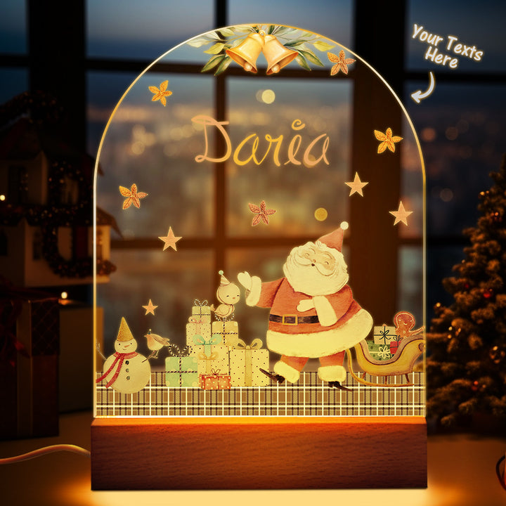 Custom Name Christmas Tree Personalized Santa Elk Night Light Bedroom Christmas Gift 3D Room Decor Night Light Desk Lamp Night Light Gift