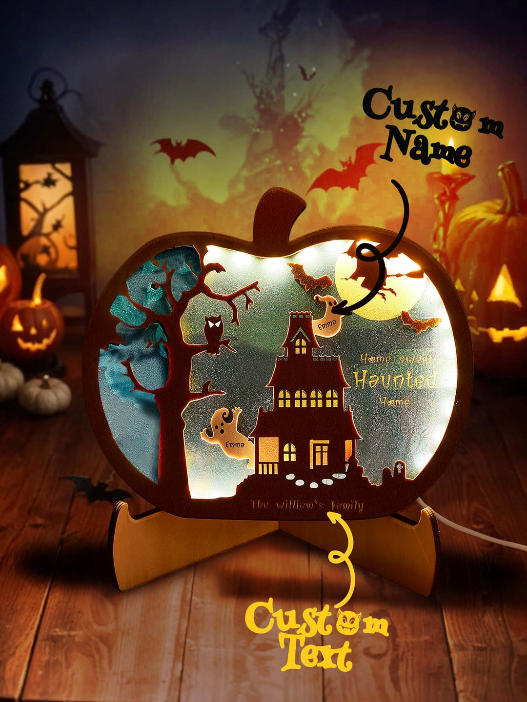 Personalized Halloween Light with Family Name Halloween Decorations Night Light Gifts for Family