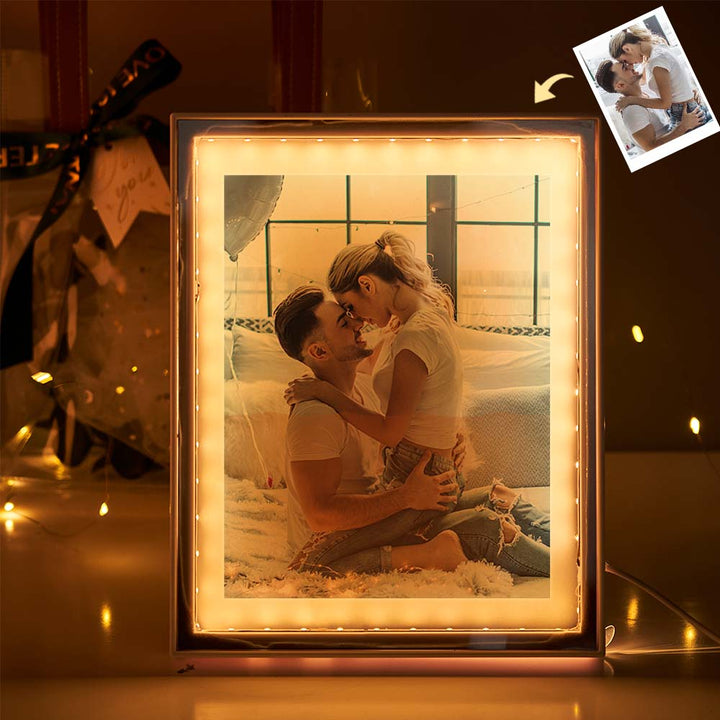 Custom Photo Frame Mirror Night Light – Personalized Birthday, Valentine’s Day, Christmas & Anniversary Gift