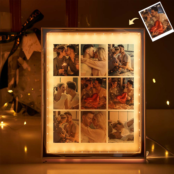 Custom Photo Frame Mirror Night Light – Personalized Birthday, Valentine’s Day, Christmas & Anniversary Gift