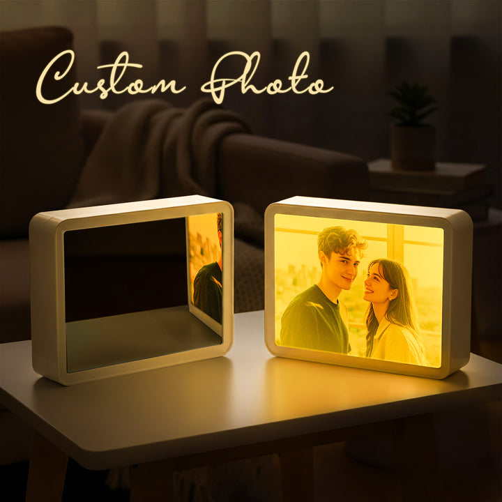 Custom Photo Bluetooth Speaker Music Mirror Lamp – Personalized Christmas Gift with Light & Sound