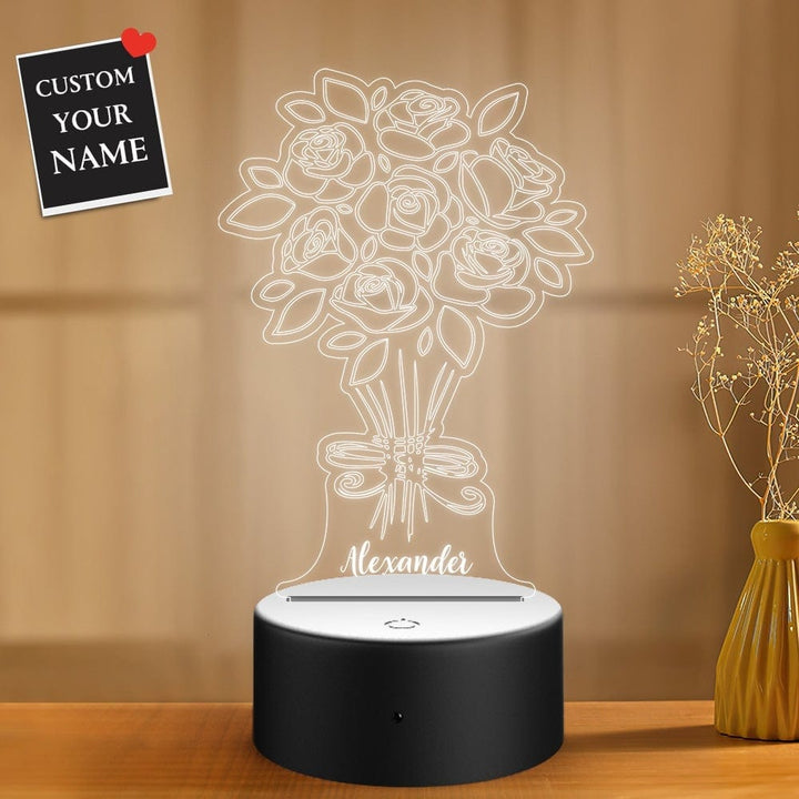 Name Night Light 3d Night Light Gifts for Mother Flower
