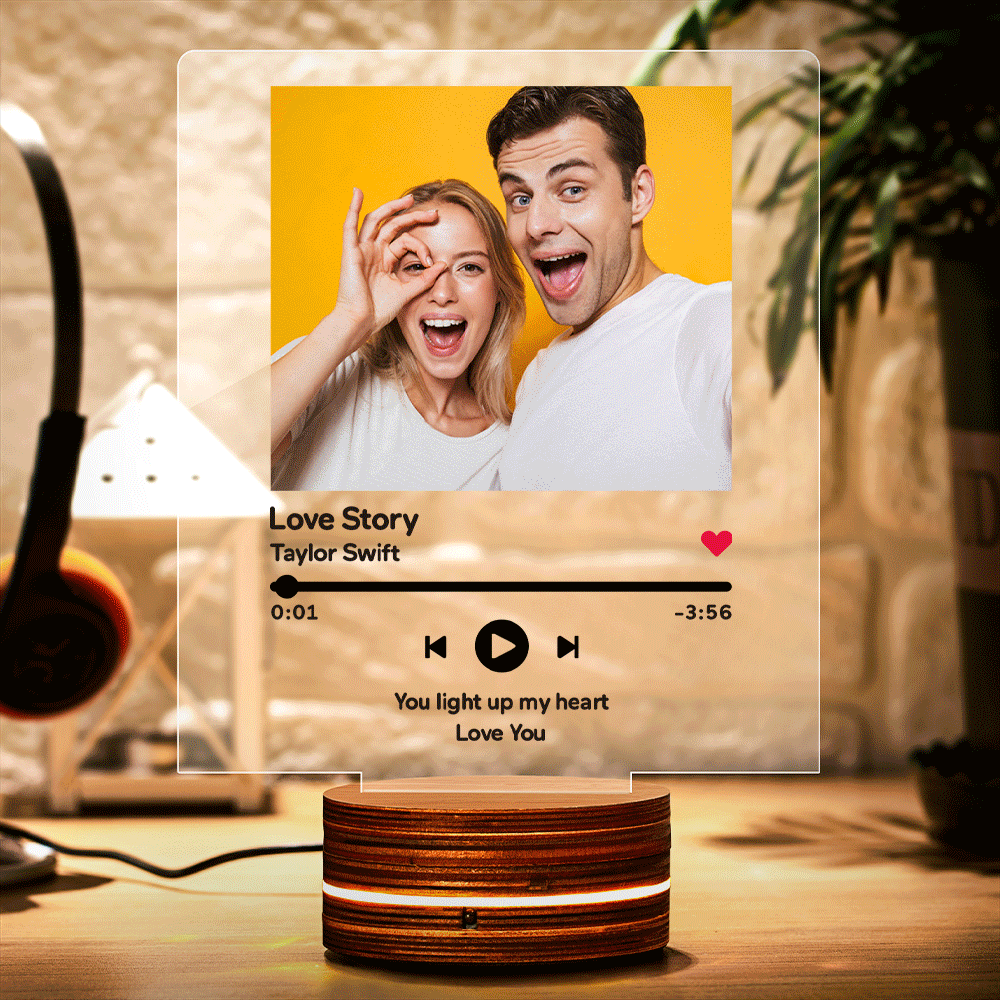 Customized Acrylic Music Photo Plaque 7 Colors Night Light