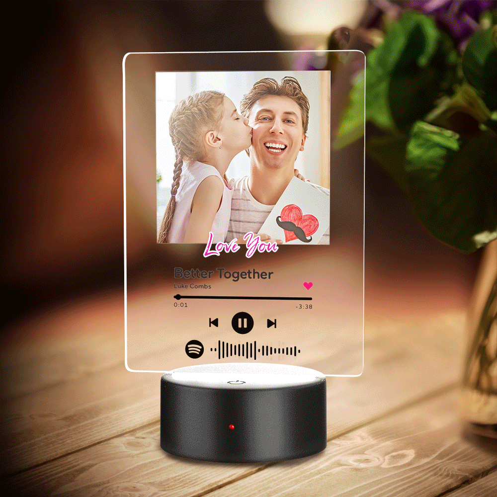 Gift For Father Custom 7 Colors Music Night Light with Text Scannable Night Light