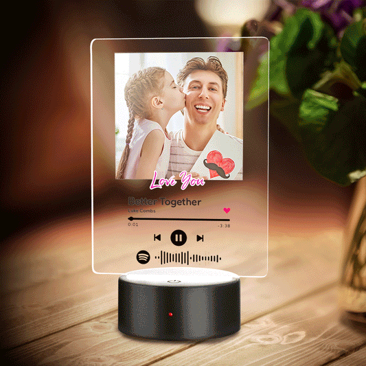 Gift For Father Custom 7 Colors Music Night Light with Text Scannable Night Light
