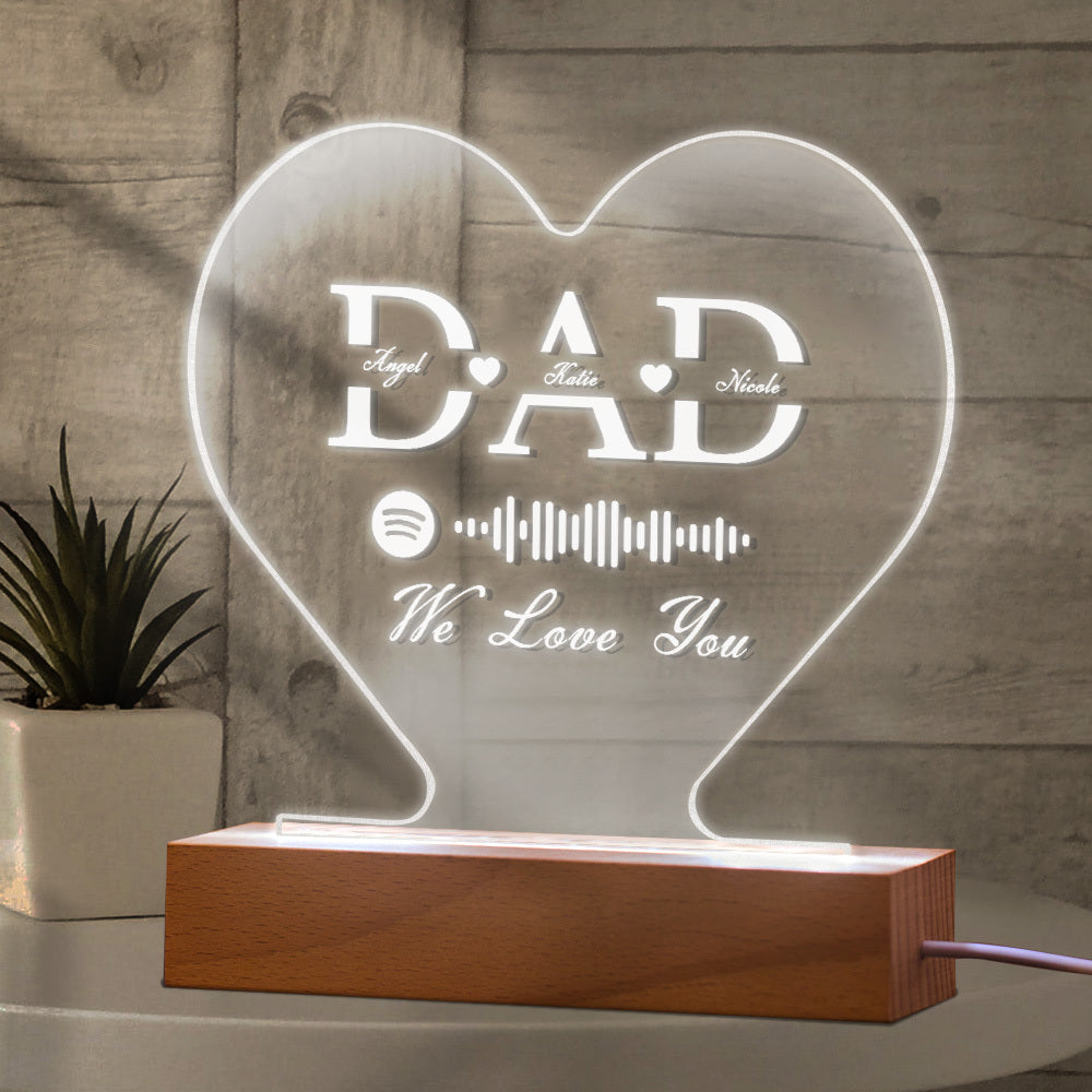 Personalized Night Light, Father's Day Light, LED Light, Custom Engraved Night Light