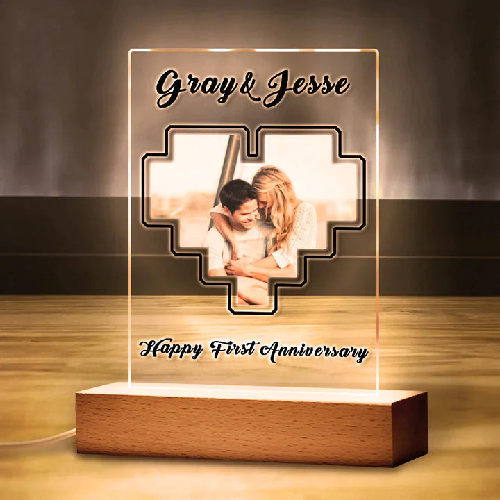 Custom Heart Photo Plaque Acrylic Keychain With Text Anniversary Gift