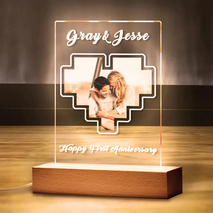 Custom Heart Photo Plaque Acrylic Keychain With Text Anniversary Gift