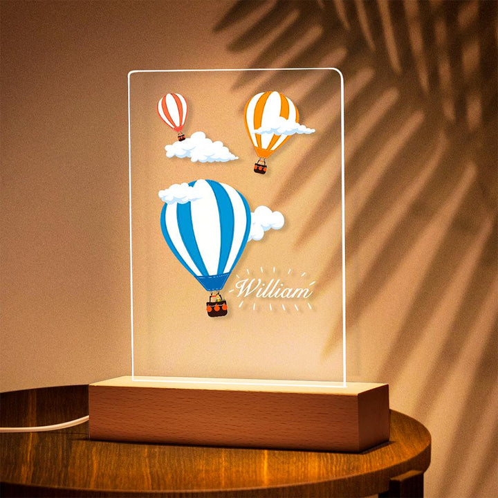 Personalized Name Table Night Light Hot Air Balloon Bedside Lamp Gift For Kids