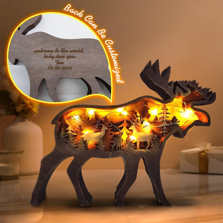 Custom Animal Wooden Statue Home Ornament Multi layer Woodland Bear Silhouette Decor for Shelf Table Wood Statue