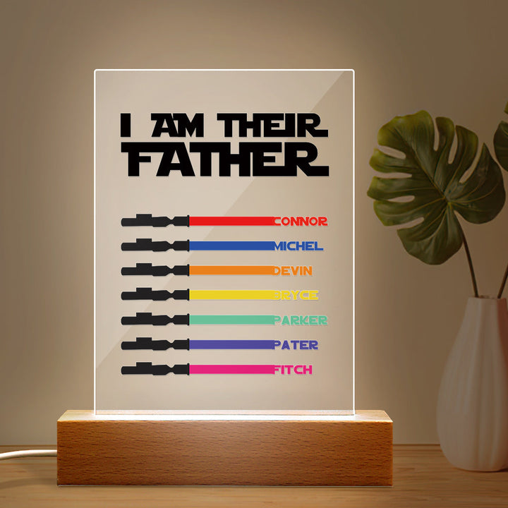 Personalized I Am Their Father Night Light Acrylic Light Saber Plaque Father's Day Gifts