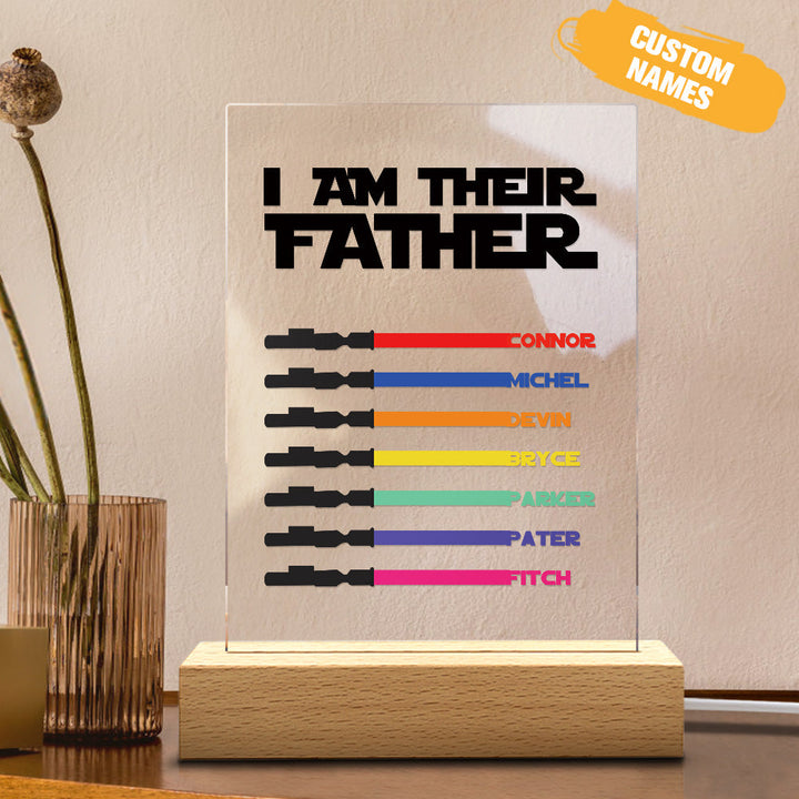 Personalized I Am Their Father Night Light Acrylic Light Saber Plaque Father's Day Gifts