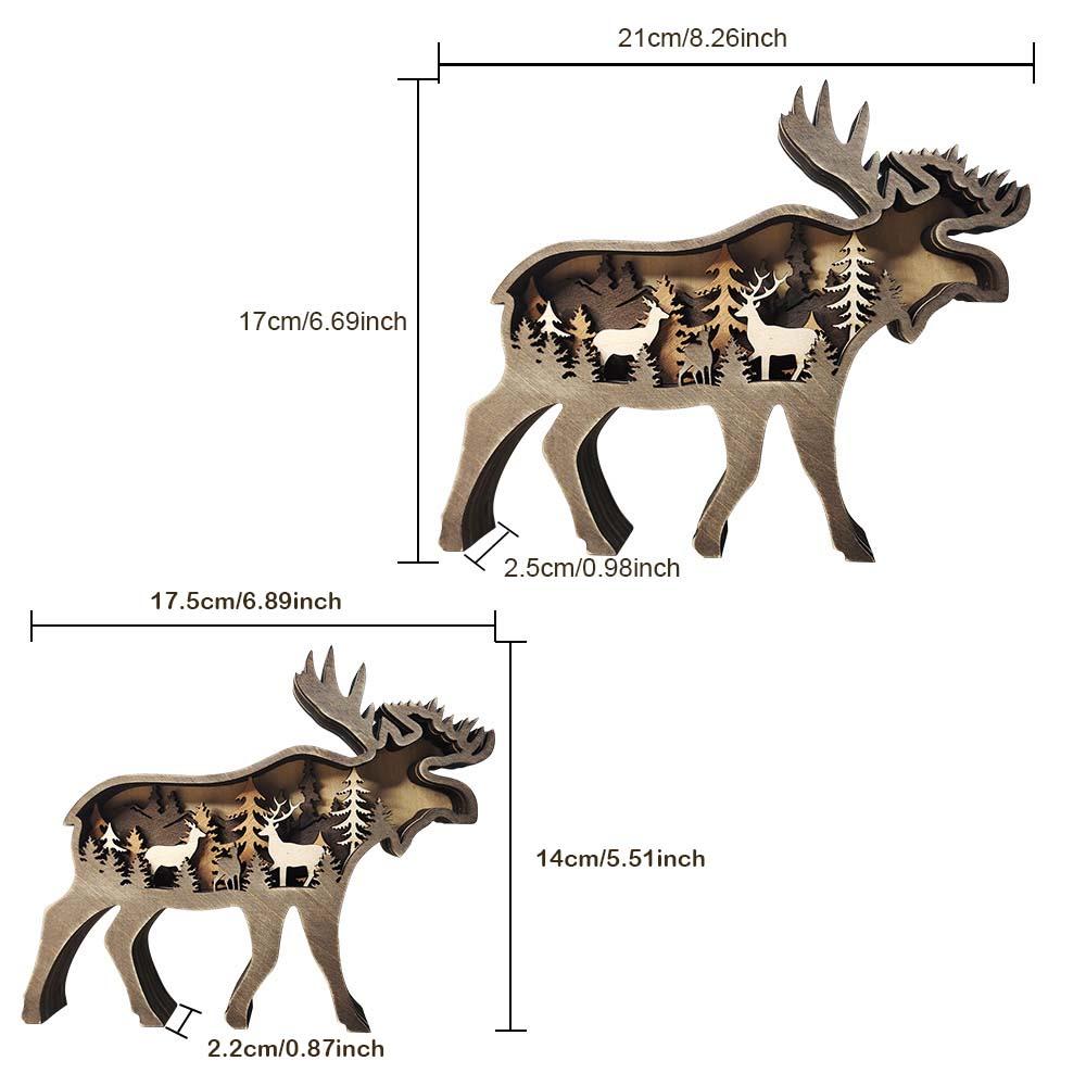 Custom Animal Wooden Statue Home Ornament Multi layer Woodland Bear Silhouette Decor for Shelf Table Wood Statue