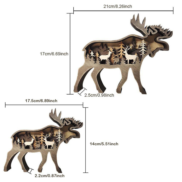 Custom Animal Wooden Statue Home Ornament Multi layer Woodland Bear Silhouette Decor for Shelf Table Wood Statue