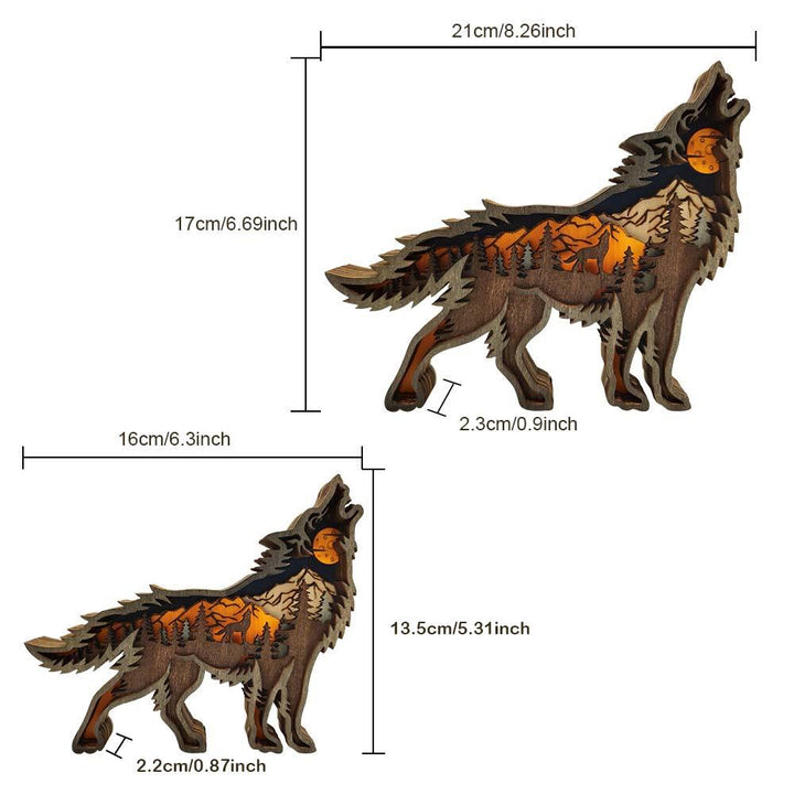 Custom Animal Wooden Statue Home Ornament Multi layer Woodland Bear Silhouette Decor for Shelf Table Wood Statue