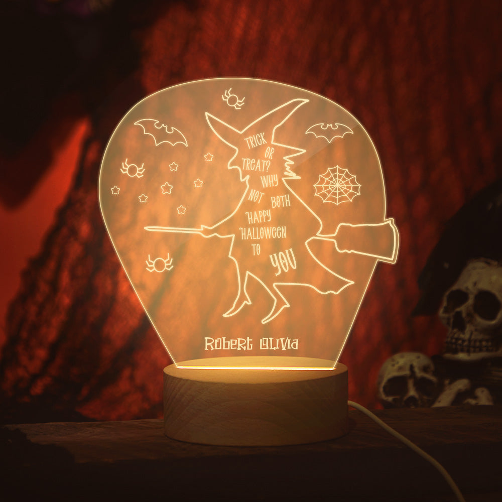 Custom Photo Personalized Name Halloween Acrylic Warm Night Light – Personalized Halloween Gift