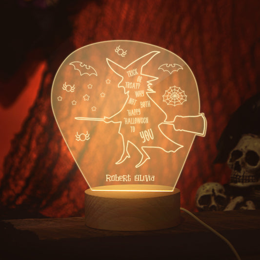 Custom Photo Personalized Name Halloween Acrylic Warm Night Light – Personalized Halloween Gift