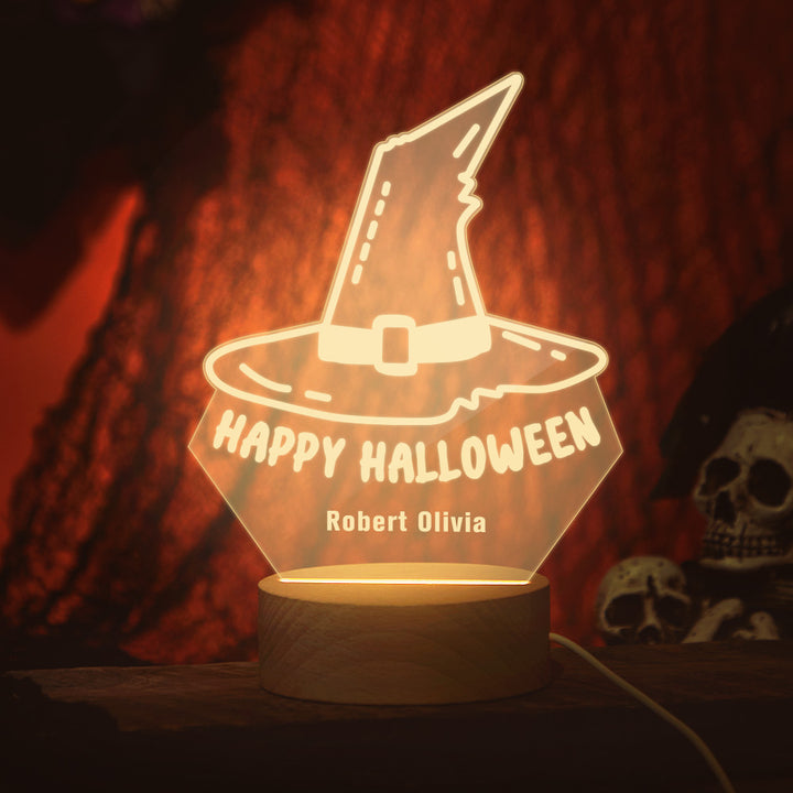 Custom Photo Personalized Name Halloween Acrylic Warm Night Light – Personalized Halloween Gift