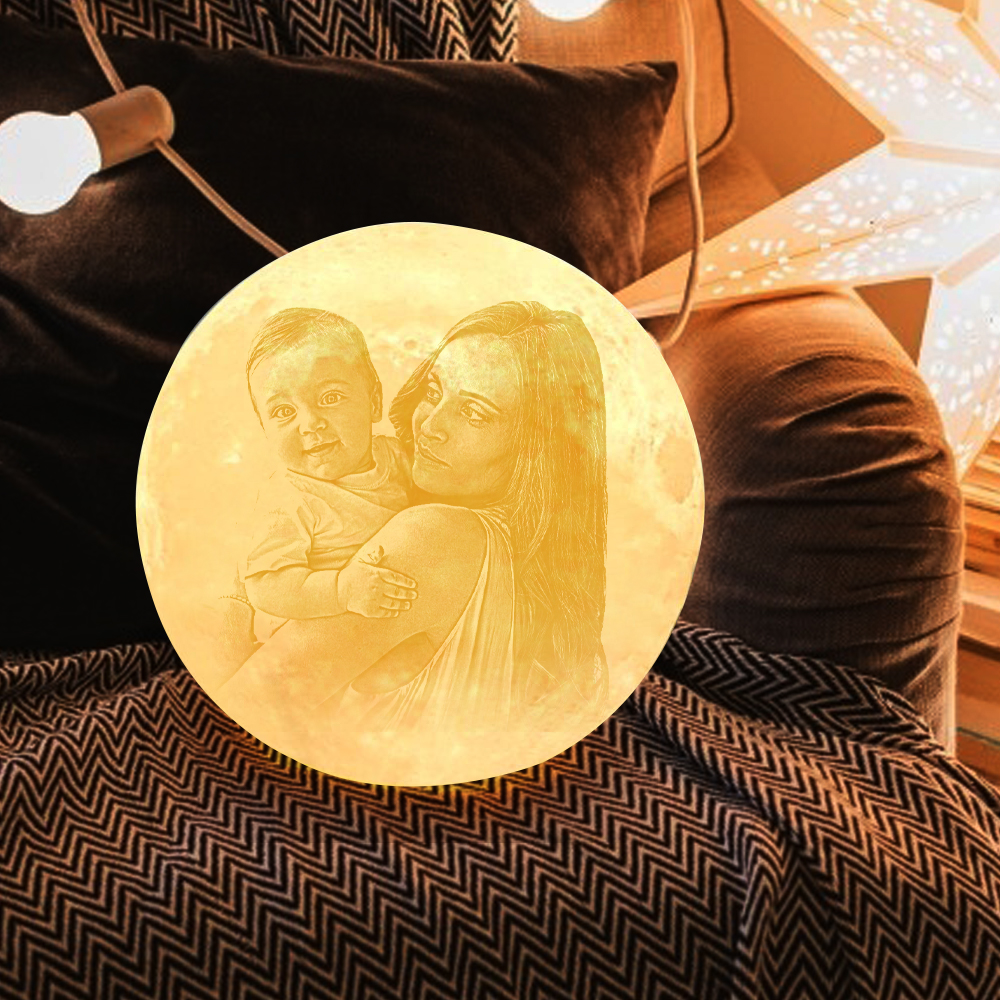 Custom Photo Moon Lamp Luna Night Light – Personalized Birthday Anniversary Valentine’s Day & Christmas Gift