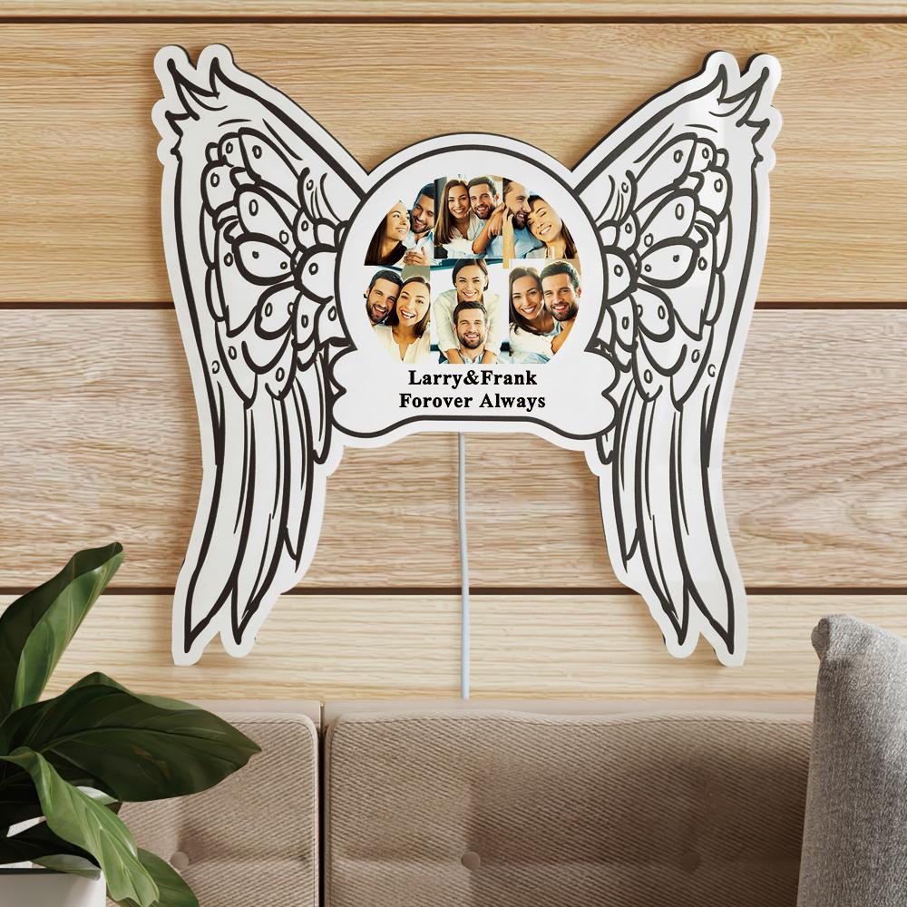 Custom Photo Engraved Night Light Angel Wings Home Gifts
