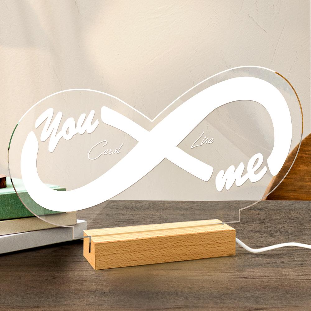 Infinity Led Night Light Personalized Neon Sign Led Lamp Acrylic Night Light Gift for Couple