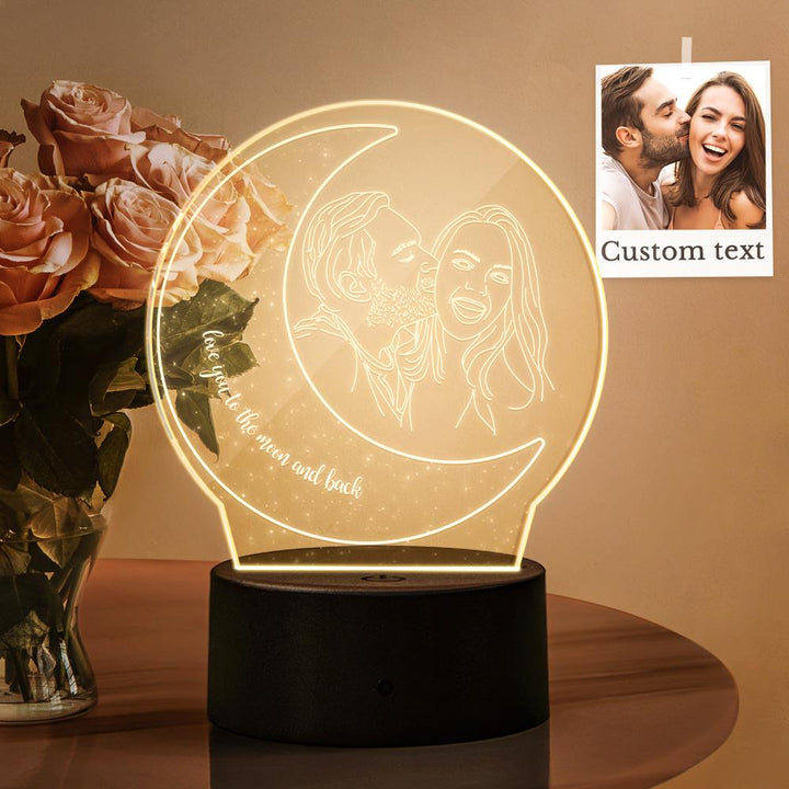 Custom 3D Photo Lamp Led Personalized Moon Colorful Night Light Couple Gift