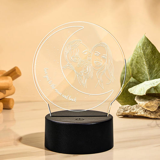 Custom 3D Photo Lamp Led Personalized Moon Colorful Night Light Couple Gift