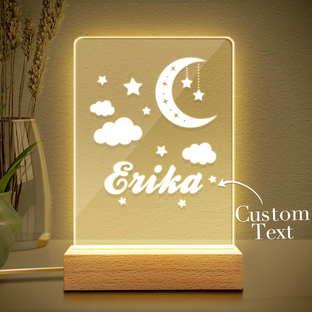 Custom Night Light Table Lamp For Kids Stars Moon And Clouds