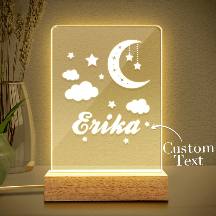 Custom Night Light Table Lamp For Kids Stars Moon And Clouds