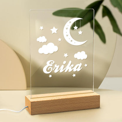 Custom Night Light Table Lamp For Kids Stars Moon And Clouds