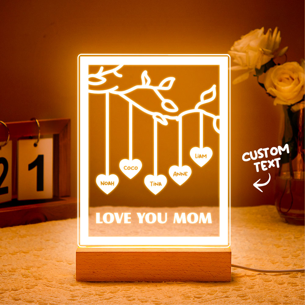 Personalized Led Night Light Tree of life Genealogical Tree with Custom Family First Name and Text