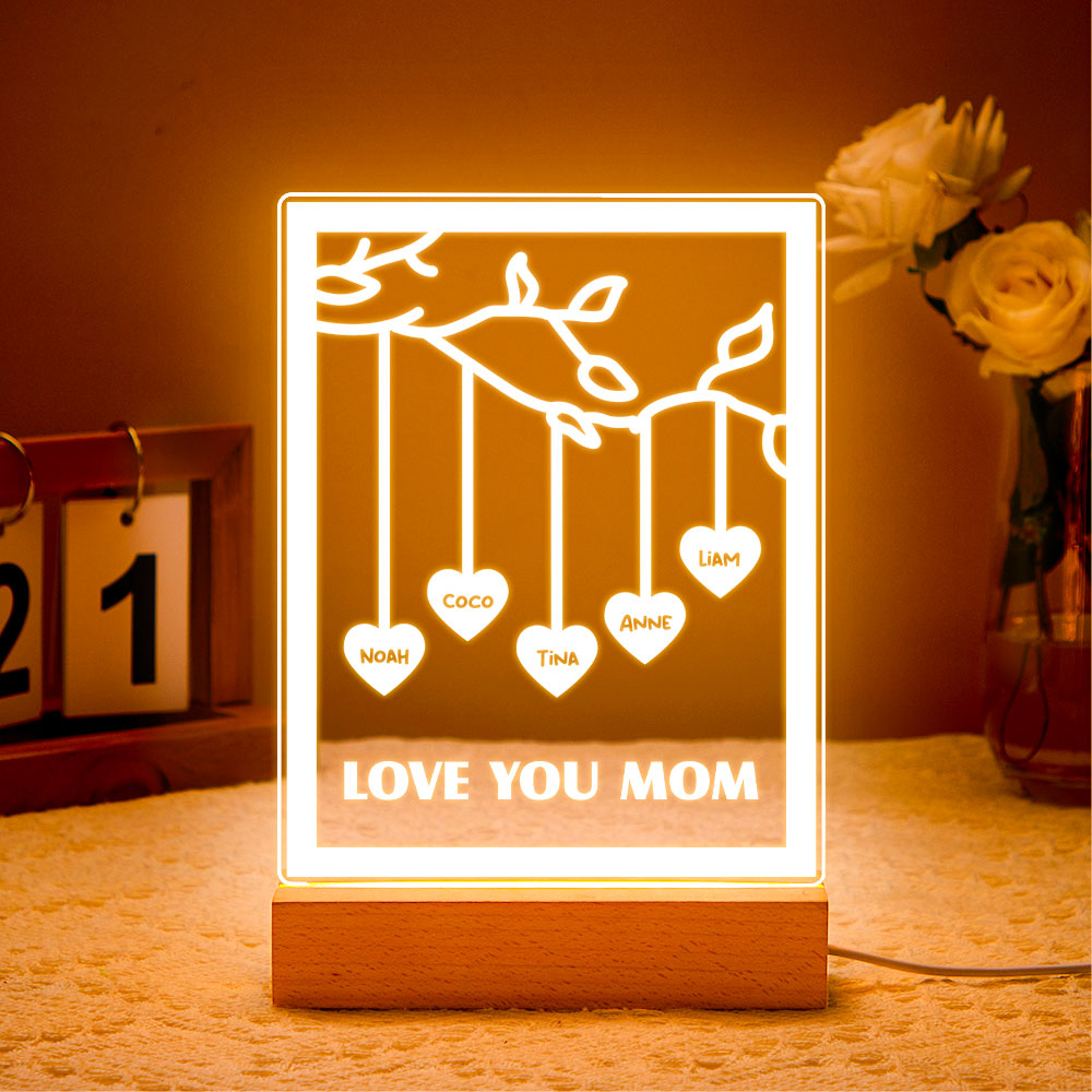 Personalized Led Night Light Tree of life Genealogical Tree with Custom Family First Name and Text