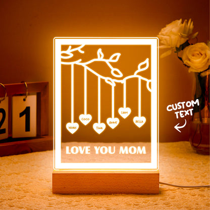 Personalized Led Night Light Tree of life Genealogical Tree with Custom Family First Name and Text