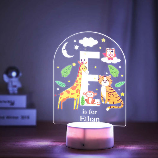 Personalised Animal Alphabet Led Color Changing Night Light Nursery Decor for Baby Have a Good Dream