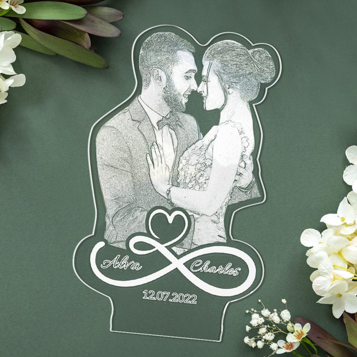 Personalized Infinity Symbol Photo Night Light, Personalized Night Light Gift for Lovers