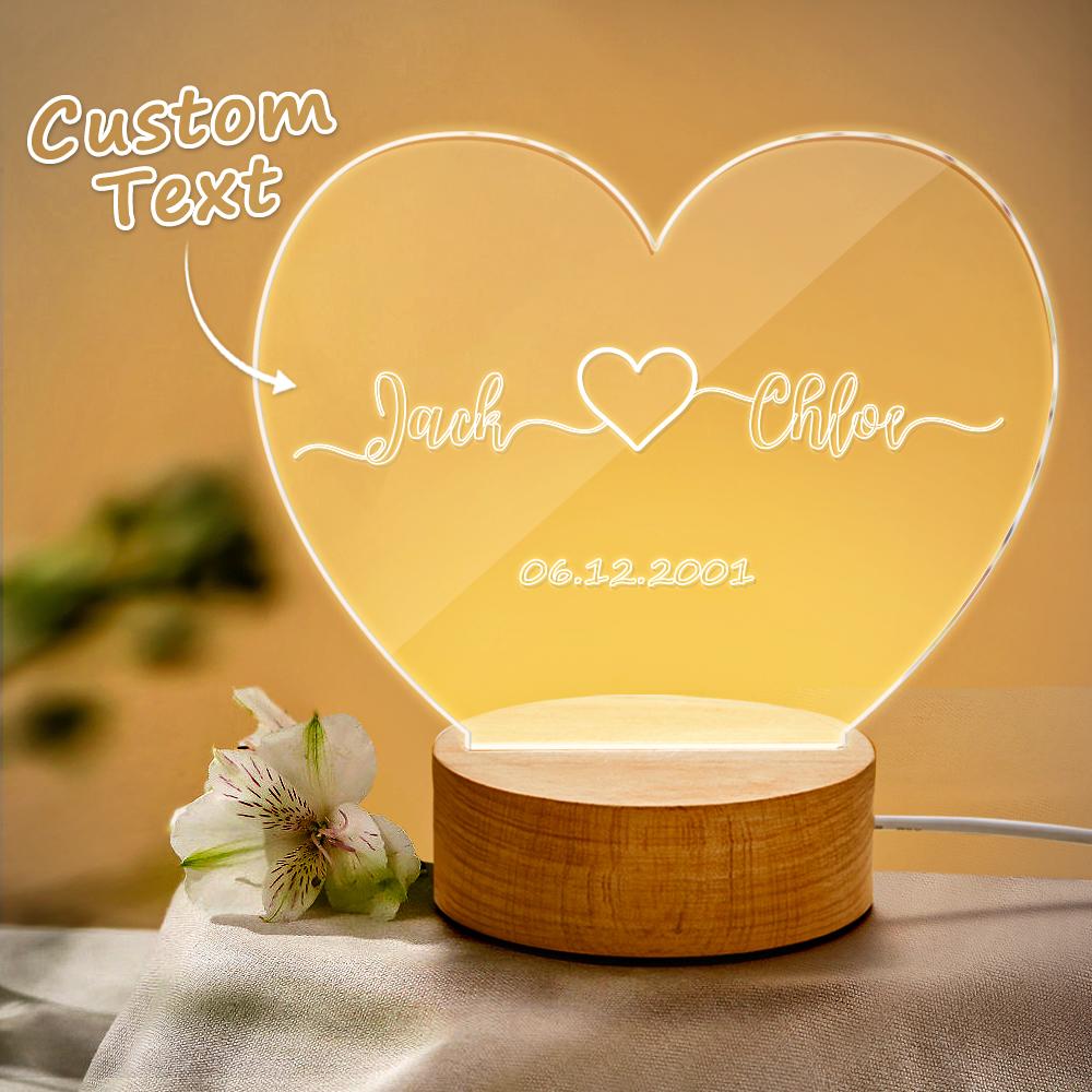 custom night light for his gift name and date engagement gift
