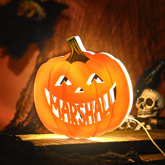 Custom Photo Personalized Name Halloween Acrylic Warm Night Light – Personalized Halloween Gift
