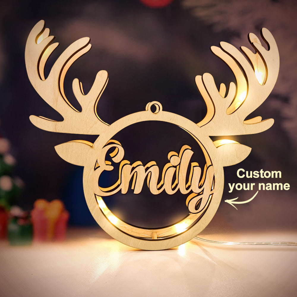 Custom Christmas Elk Night Light Personalized Engraved Name Home Decor Lamp
