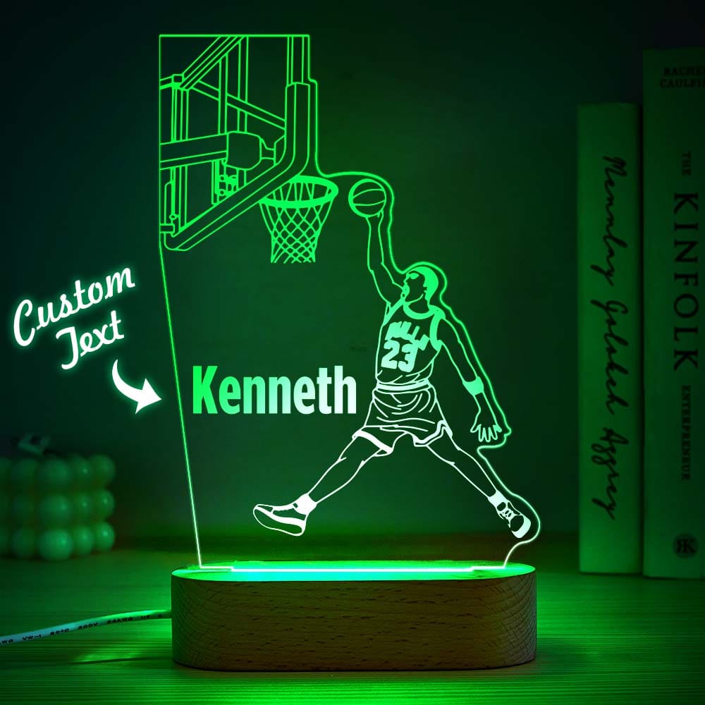 Custom Name Night Light Acrylic Personalized Lamp BASKETBALL Desk Lamp Gift for Boys or Adult