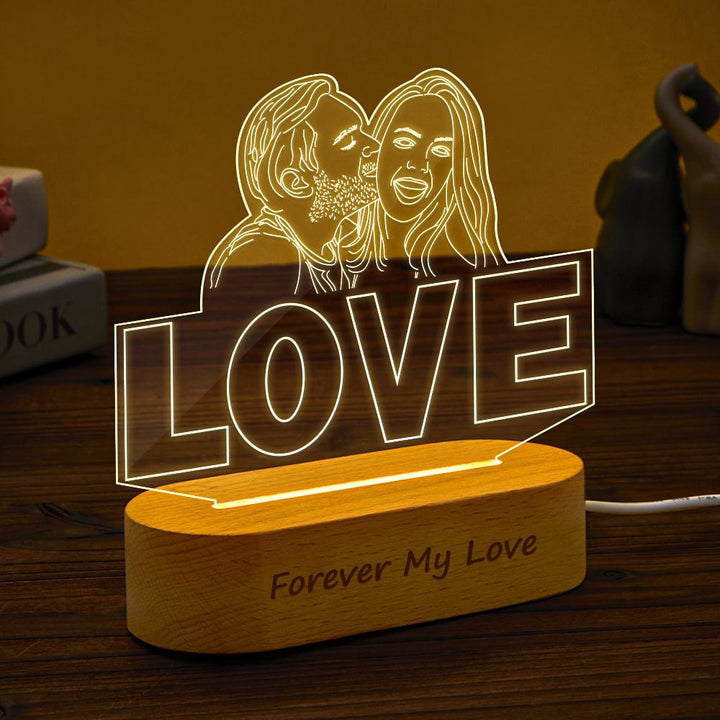 Custom Hand-drawing 3D Photo Night Light for Bedroom Personalized Lamp Led Gift for Lovers