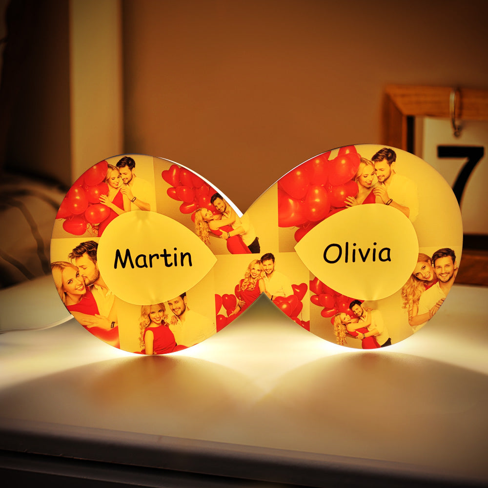 Personalised Collage Photo Lamp Infinity Night Light Romantic Valentine's Day Gift
