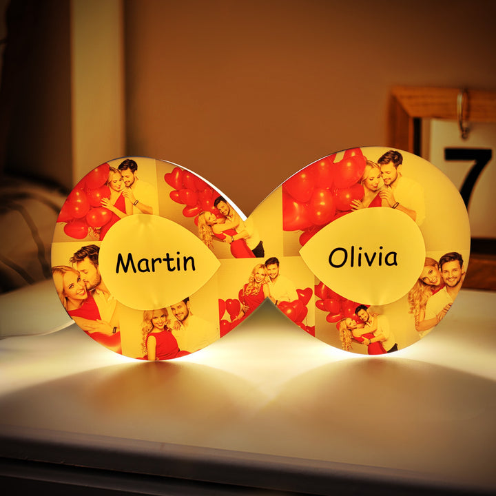 Personalised Collage Photo Lamp Infinity Night Light Romantic Valentine's Day Gift