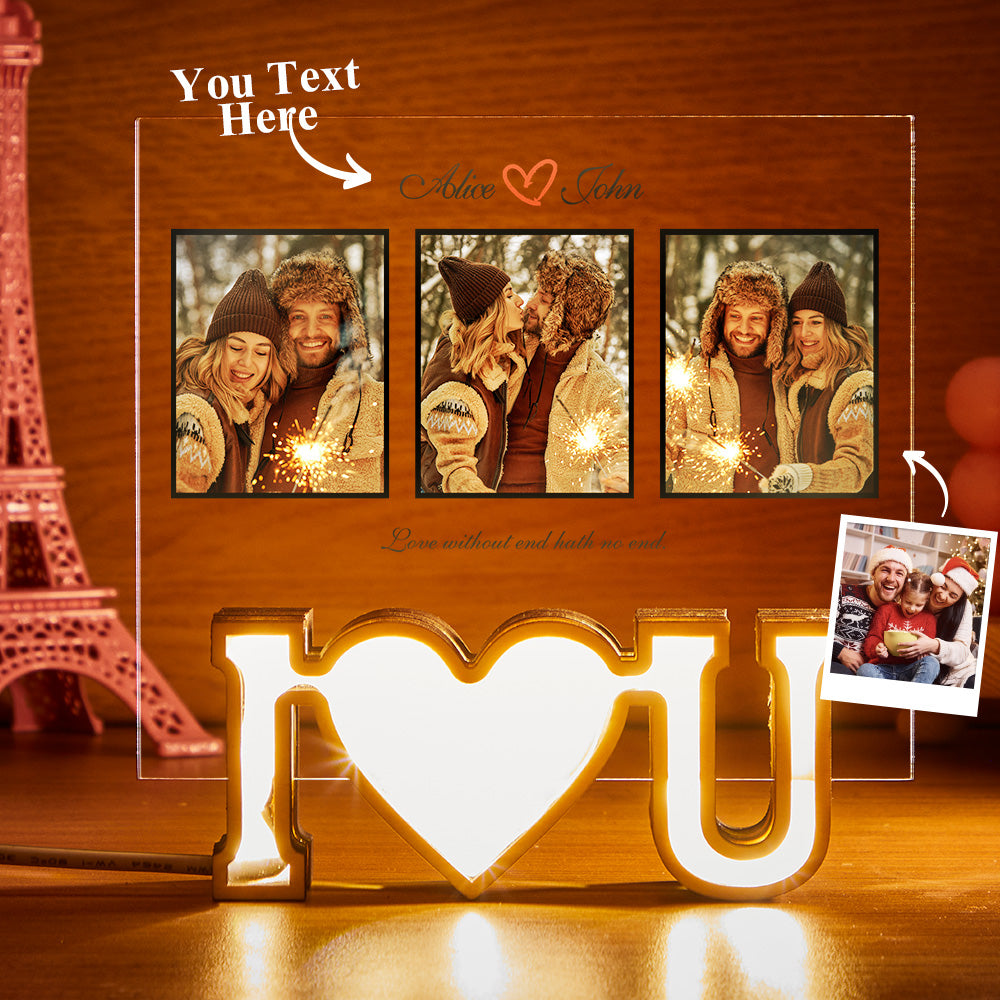 Custom Photo Engraved Night Light Acrylic Plaque LED Love Gifts